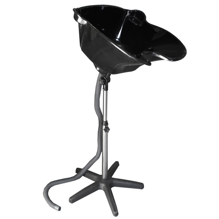 LAVACABEZAS PORTATIL CON PIE Y DESAGÜE NEGRO