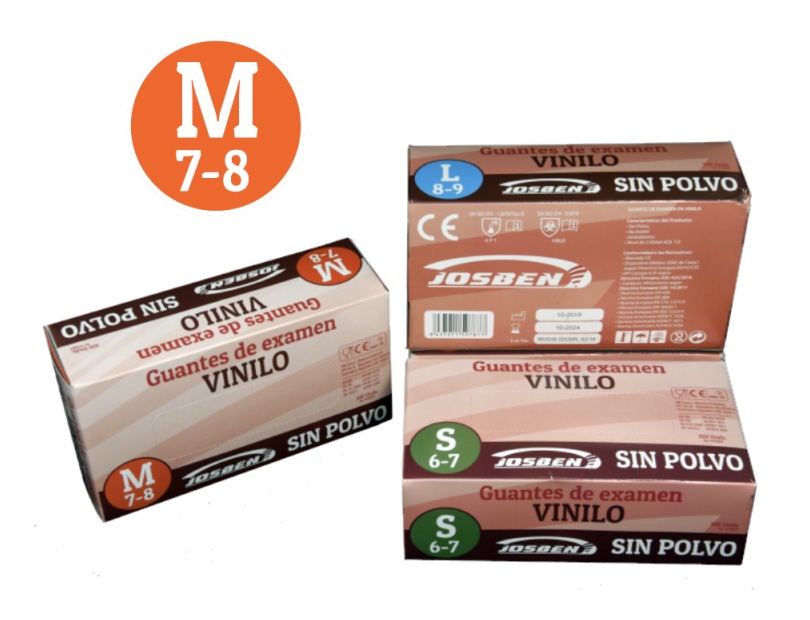 GUANTE VINILO SIN POLVO MEDIANO 100 uds