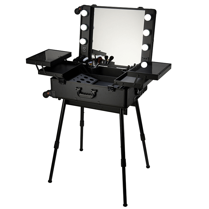 TOCADOR MAQUILLAJE MALETA CON RUEDAS NEGRO 59x22x45cm