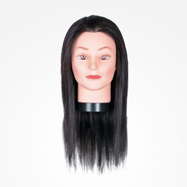 CABEZA MANIQUI 100% CABELLO HUMANO 50CM COLOR CASTAÑO
