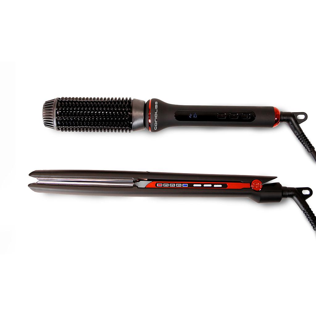 PLANCHA C3 BLACK RED + CEPILLO HOT BRUSH KIT CORIOLISS