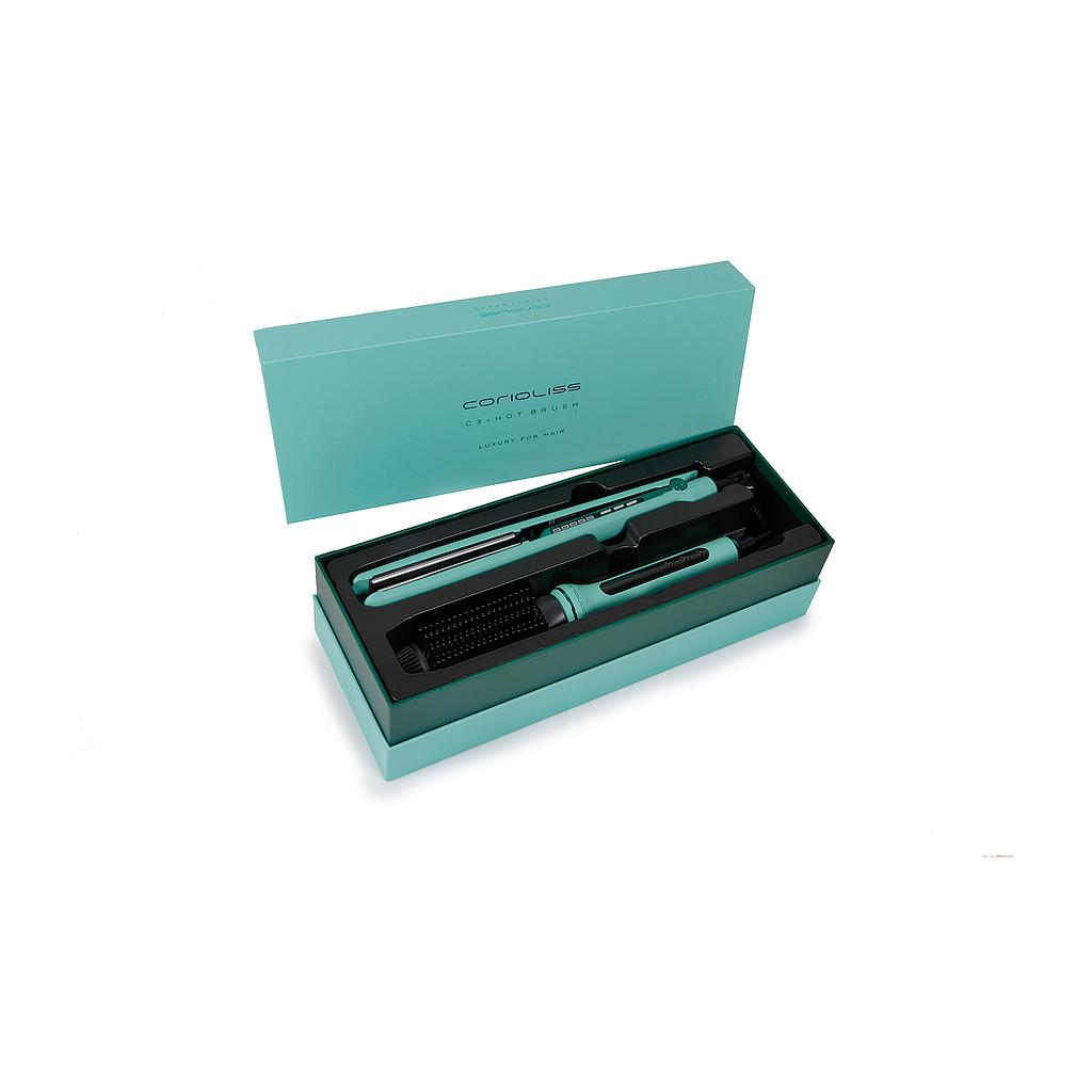 PLANCHA C3 GREEN MINT COLLECTION + CEPILLO HOT BRUSH CORIOLISS