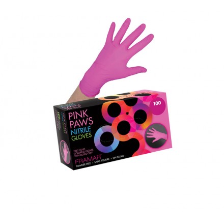 GUANTE NITRILO ROSA PEQUEÑO 100uds cx10 PINK PAWS FRAMAR