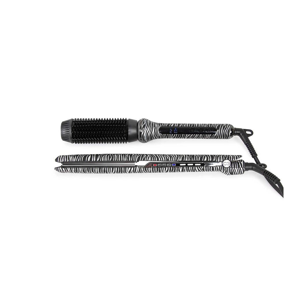 PLANCHA C3 SILVER ZEBRA + CEPILLO HOT BRUSH KIT CORIOLISS