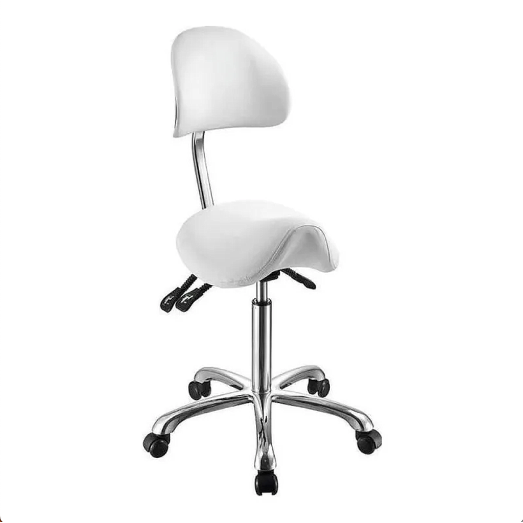 TABURETE CON RESPALDO BLANCO ERGONOMICO NOBLE